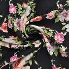SVART & FLERFÄRGAT VISCOSETYG MED ROMANTISKT BLOMMTRYCK