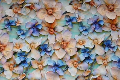 LYSEBLÅT VISKOSE STOF MED HVIDE OG BLÅ BLOMSTER – LET FALD & ELEGANT MAT GLANS