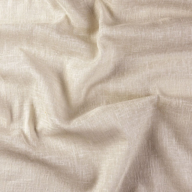 Semi-transparent voile i linnedlook, Sand — gardinstof i fuld bredde