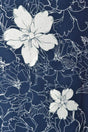 G&M Bomuldspoplin BLÅ BOMULDSPOPLIN MED HVID BLOMSTERPRINT