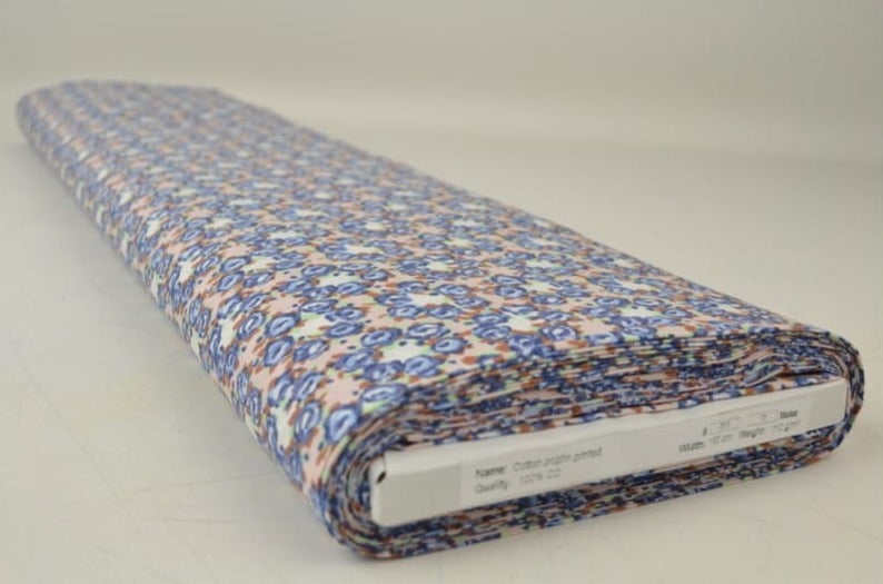 G&M Bomuldspoplin BOMULDSPOPLIN M. BLÅ ROSENKRANSE