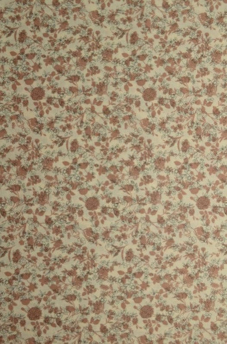 G&M Bomuldspoplin BRUN OG CREMEFARVET BOMULDSPOPLIN M. BLOMSTER