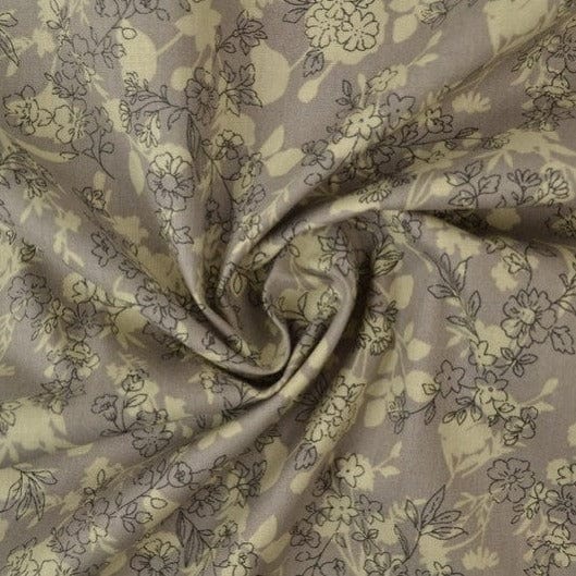 G&M Bomuldspoplin GRÅ OG HVID BOMULDSPOPLIN M. BLOMSTER