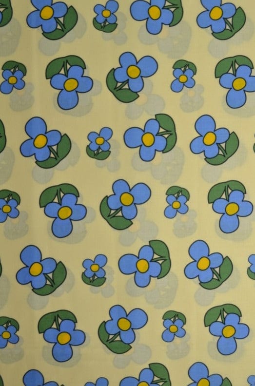 G&M Bomuldspoplin GUL BOMULDSPOPLIN M. SIMPLE BLÅ BLOMSTER