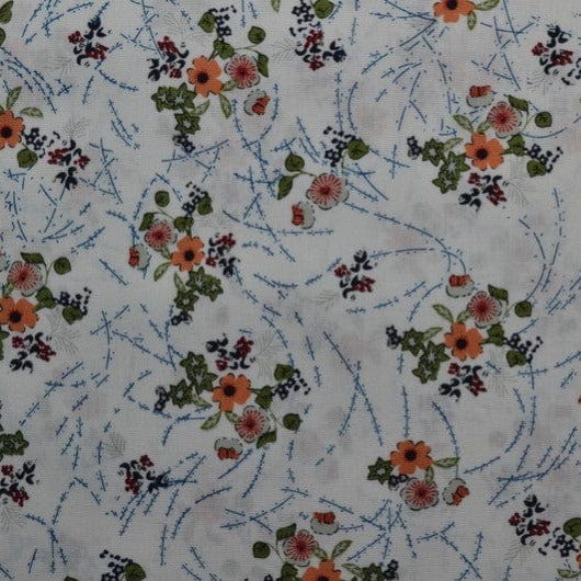 G&M Bomuldspoplin HVID BOMULDSPOPLIN MED FORSKELLIGE BLOMSTER