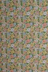 G&M Bomuldspoplin LIME BOMULDSPOPLIN M. BLOMSTER I RØD, GUL OG BLÅ