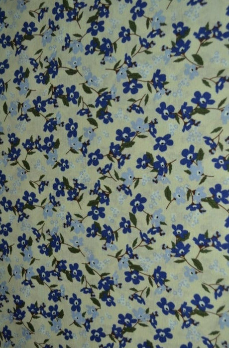 G&M Bomuldspoplin MINTGRØN BOMULDSPOPLIN M. BLÅ ANEMONER