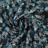 G&M Bomuldspoplin SORT OG PETROLEUMSBLÅ BOMULDSPOPLIN M. BLOMSTER